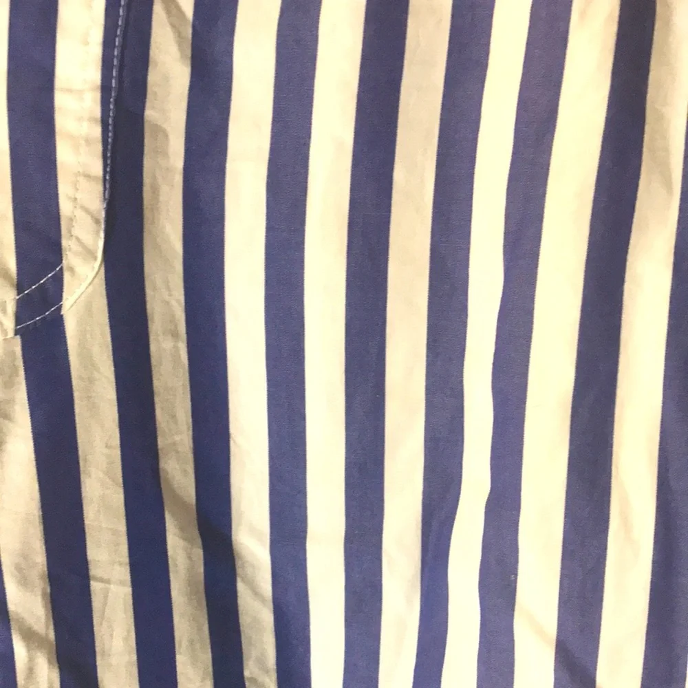 J CREW long sleeve top size m purple white stripes open neck business ca…